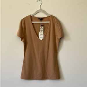 Express Tan Fitted Short Sleeve Tee